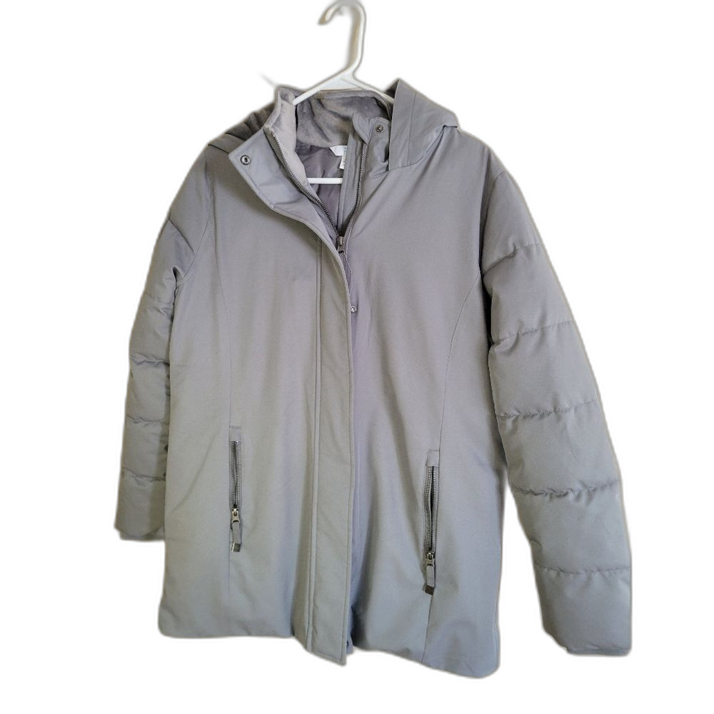 Time and Tru grey zip up hooded Parka, sz M. NEW